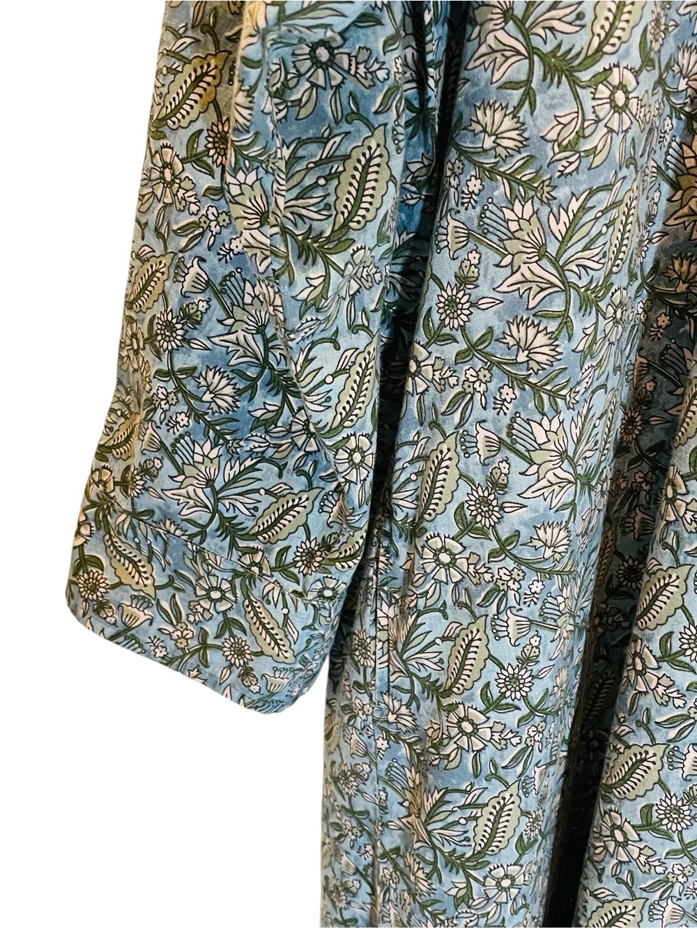 NATURAL LIFE Drew Blue Green Floral Button-Up Maxi Shirt Dress Sz L/XL - Picture 4 of 12